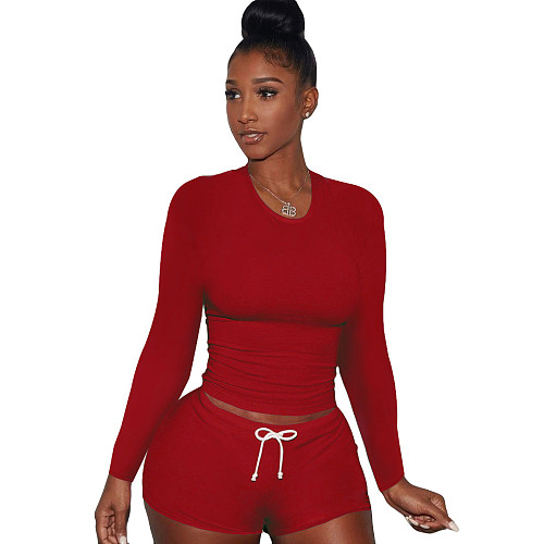 Long Sleeve T Shirt Sportswear Two Piece Short Set YS-8690