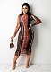 Tie Dye Print See Through Long Sleeve Pleated Dress ZAND-31159