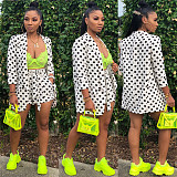 Polka Dot Print Blazer Shorts Office Lady 2 Pieces SHD-9165