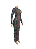 Tie Dye Print See Through Long Sleeve Pleated Dress ZAND-31159