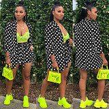 Polka Dot Print Blazer Shorts Office Lady 2 Pieces SHD-9165
