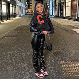 Letter Printed Patchwork Baseball Bomber Jacket WSY-5895