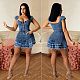 Square Collar Buttons Pockets Tassel Denim Dress LX-6913