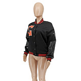 Letter Printed Patchwork Baseball Bomber Jacket WSY-5895