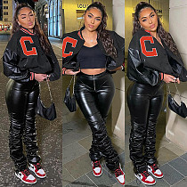 Letter Printed Patchwork Baseball Bomber Jacket WSY-5895