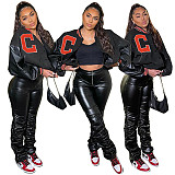 Letter Printed Patchwork Baseball Bomber Jacket WSY-5895