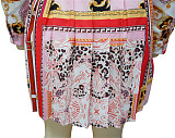 Print Long Sleeve Button Down Shirt Pleated Skirt Set YF-9947