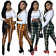 O Neck Long Sleeve Crop Top Plaid Print Pants Set YS-8753
