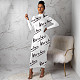 O Neck Long Sleeve Print Letter Bodycon Dress BNY-7214