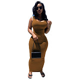 Solid Color Sleeveless Skinny Stretch Maxi Dress ANDI-0801