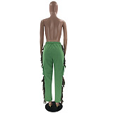 Solid Tassel Pockets Fleece High Waist Sweatpants MOF-6652