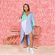 Long Sleeve Patchwork Loose Buttons Iregular Shirt Dress BER-8096