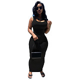 Solid Color Sleeveless Skinny Stretch Maxi Dress ANDI-0801