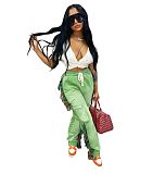 Solid Tassel Pockets Fleece High Waist Sweatpants MOF-6652