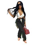 Solid Tassel Pockets Fleece High Waist Sweatpants MOF-6652