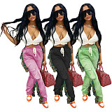 Solid Tassel Pockets Fleece High Waist Sweatpants MOF-6652