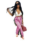 Solid Tassel Pockets Fleece High Waist Sweatpants MOF-6652