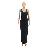 Solid Color Sleeveless Skinny Stretch Maxi Dress ANDI-0801