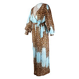 Digital Printing Long Sleeve V-Neck Chiffon Jumpsuits JLY-19236