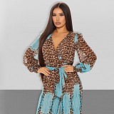 Digital Printing Long Sleeve V-Neck Chiffon Jumpsuits JLY-19236