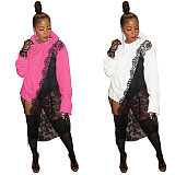 Long Sleeve Loose Pullover Lace Patchwork Hoodies ZS-0415