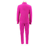 Solid Long Sleeves Button Shirt Skinny Pants Set HANI-051