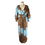 Digital Printing Long Sleeve V-Neck Chiffon Jumpsuits JLY-19236