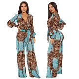 Digital Printing Long Sleeve V-Neck Chiffon Jumpsuits JLY-19236