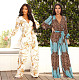 Digital Printing Long Sleeve V-Neck Chiffon Jumpsuits JLY-19236