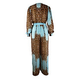 Digital Printing Long Sleeve V-Neck Chiffon Jumpsuits JLY-19236