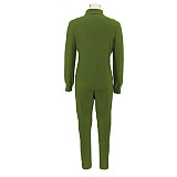 Solid Long Sleeves Button Shirt Skinny Pants Set HANI-051