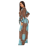 Digital Printing Long Sleeve V-Neck Chiffon Jumpsuits JLY-19236