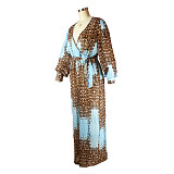 Digital Printing Long Sleeve V-Neck Chiffon Jumpsuits JLY-19236