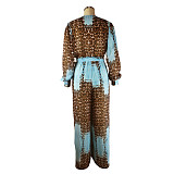 Digital Printing Long Sleeve V-Neck Chiffon Jumpsuits JLY-19236