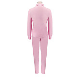Solid Long Sleeves Button Shirt Skinny Pants Set HANI-051