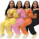Solid Long Sleeve Hoodies Crop Top Sweatpants Set DY-6677