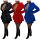 Vintage Solid Color Blazer Long Sleeve Irregular Mini Dress HANI-047