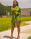 Long Sleeve Bandage Shirt Skinny Button Mini Dress MUX-6055