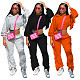 Solid Long Sleeve Tassel Hooded Crop Top Pants Set HANI-057