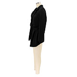 Vintage Solid Color Blazer Long Sleeve Irregular Mini Dress HANI-047