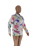 Graffiti Print Button Up Long Sleeve Shirt ZAND-31161