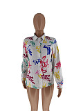 Graffiti Print Button Up Long Sleeve Shirt ZAND-31161