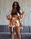 Long Sleeve Turn-down Collar Shirt Top Shorts Set ANDI-0803