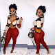 Long Sleeve Lace Up Crop Top Pencil Pants Set BN-9296