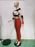 Long Sleeve Lace Up Crop Top Pencil Pants Set BN-9296