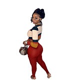 Long Sleeve Lace Up Crop Top Pencil Pants Set BN-9296