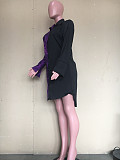 Patchwork Long Sleeve Turn Down Collar Shirt Dress ORY-5204