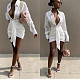 Solid Long Sleeve Irregular Pleated Lace-Up Shirt Dres LSL-6467