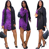 Patchwork Long Sleeve Turn Down Collar Shirt Dress ORY-5204