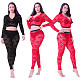 Lace V-neck Long Sleeve Crop Top Pants Set SHD-9493